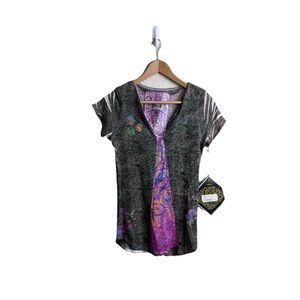 NEW NWT Christian Audigier C Bar A Lovestock Ranch Y2K Top